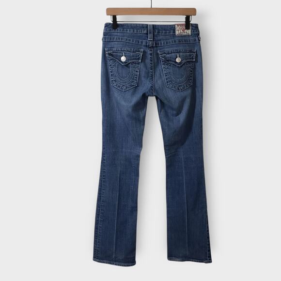 Vtg Y2K True Religion Becky Low-Rise Bootcut Jeans Flap Pockets Big T Sz 28 - Picture 1 of 12